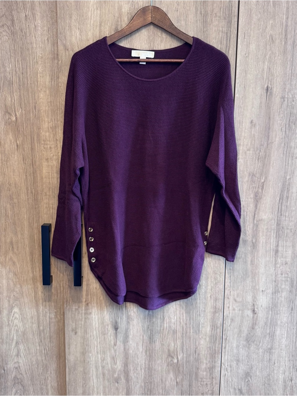 Michael Michael Kors Slouchy Cozy Chic Plum Knit Tunic Sweater L Long Sleeve